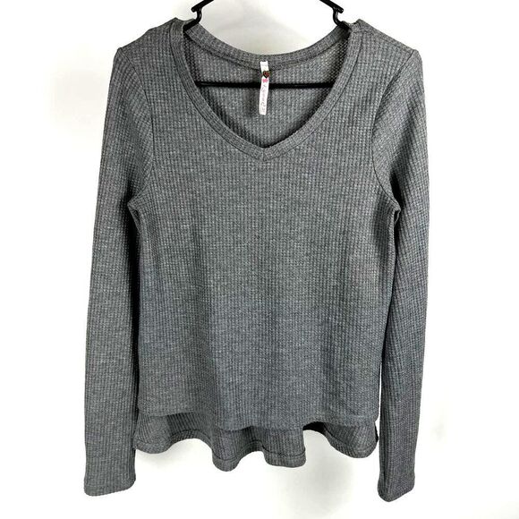 Poof Waffle Knit V-Neck Long Sleeve Med - Picture 1 of 4
